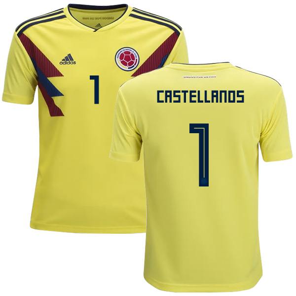 Colombia #1 Castellanos Home Kid Soccer Country Jersey - Click Image to Close